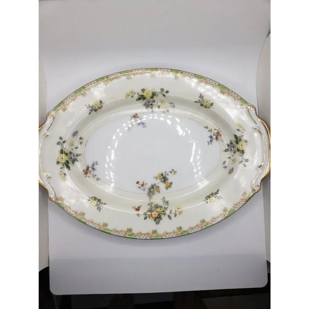 Vintage floral gold trim serving dish made in Japan